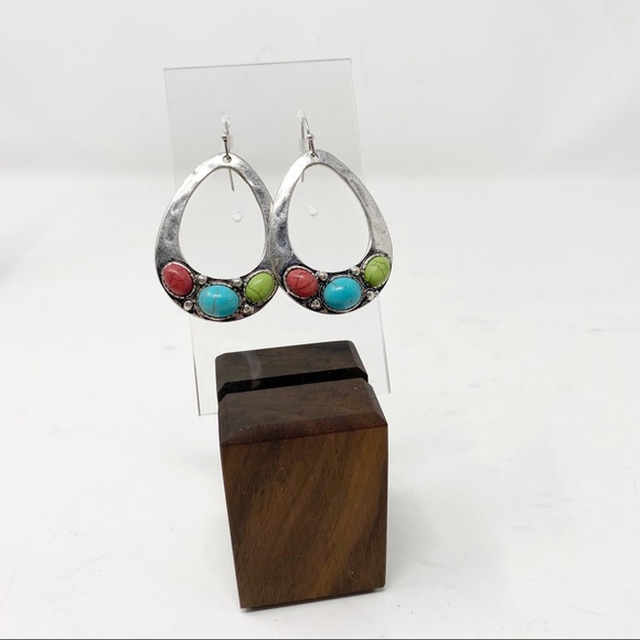 Western Semi Stone Teardrop Earrings - Picture 3 of 3